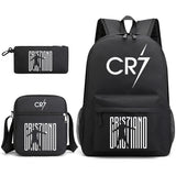 Cristiano Ronaldo Backpack for Youth, School Backpack, 3-Piece Set, Black -