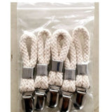 Towel Clamps 5-Pack Metal Towel Hooks for Kitchen Bathroom with Braided Cotton Holder Compatible with Dishcloths - Top-Down View