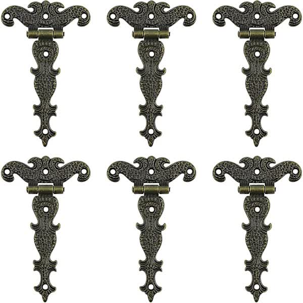 Antique Hinges, Bronze Decorative Retro Carved Hinges Cabinet Hinges For Doors Cupboard Jewelry Box 6 pcs