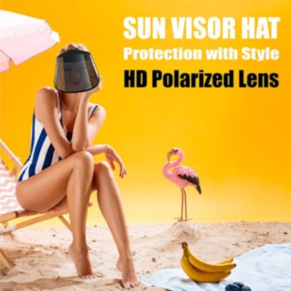 Visor Hat with HD Polarized Lenses, UV Protection, Adjustable Sweatband, Outdoor, Golf, Beach (Pink)