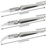 6pcs Precision Ceramic Inverted Soldering Tweezers Non-conductive Antimagnetic Pointed Curved Tips - Side View