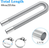 Exhaust pipe for parking heater, 60 cm stainless steel exhaust pipe car exhaust pipe with 2 stainless steel clamps for diesel heater_sai 60cm
