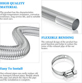 Exhaust pipe for parking heater, 60 cm stainless steel exhaust pipe car exhaust pipe with 2 stainless steel clamps for diesel heater_sai 60cm - Top-Down View