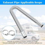 Exhaust pipe for parking heater, 60 cm stainless steel exhaust pipe car exhaust pipe with 2 stainless steel clamps for diesel heater_sai 60cm - Rear View