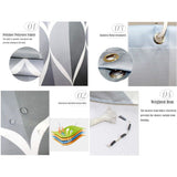 Shower Curtain 120x180 cm, Waterproof Washable Mildew Proof Polyester Shower Curtain, Grey_TF - Front View