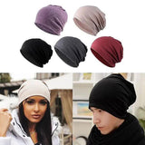5-Pack Slouchy Baggy Beanies Chemo Hats - Khaki + Black + Grey + Burgundy + Purple - Side View
