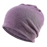 5-Pack Slouchy Baggy Beanies Chemo Hats - Khaki + Black + Grey + Burgundy + Purple - Top-Down View