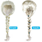Elsa Princess Dress Clothes Cosplay Dress Up Gloves Wand Crown Jewelry Set Elsa Wig Necklace Braid - Front View