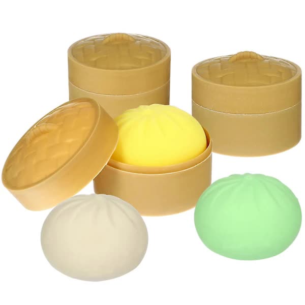 3pcs Dumpling Stress Balls Squeeze Sensory Toys with Steamer Handballs Toys Party Favors