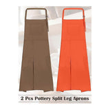 2pcs Ceramic Aprons with Split Legs Ceramic Aprons Split Legs Long Ceramic Aprons for Women Men DIY Cera (FMY)_qcx - Top-Down View