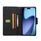 Compatible with iPhone 17 Pro Max Magnetic Leather Wallet Card Holder Black - Front View