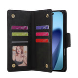 Compatible with iPhone 17 Pro Max Magnetic Leather Wallet Card Holder Black - Side View