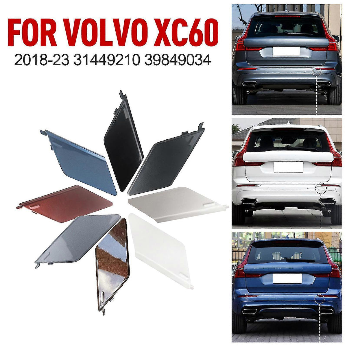 Volvo XC60 2018-2023 Towbar Cover Rear Bumper ABS OEM Fit Replacement_ma Maple Brown