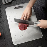 Titanium Cutting Board, Stainless Steel Cutting Board, Double Sided Titanium Compatible with Cutting Meat, Cutting Board Compatible with Fruit, 34x23cm-FD17--FA- - Side View