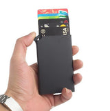 Card Holder Wallet, Men's Minimalist Slim Metal RFID Blocking Contactless Card Protector_ma - Front View