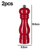 Salt and Pepper Mill Wooden Pepper Mill Salt Pepper Shaker With Adjustable Ceramic Rotor_Cheap Gifts 2pcs red