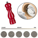 Salt and Pepper Mill Wooden Pepper Mill Salt Pepper Shaker With Adjustable Ceramic Rotor_Cheap Gifts 2pcs red - Side View