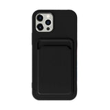 iPhone 13 Silicone Case with Card Holder - Black Black - Front View