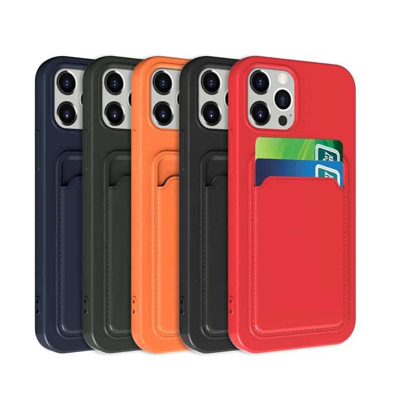 iPhone 13 Silicone Case with Card Holder - Black Black
