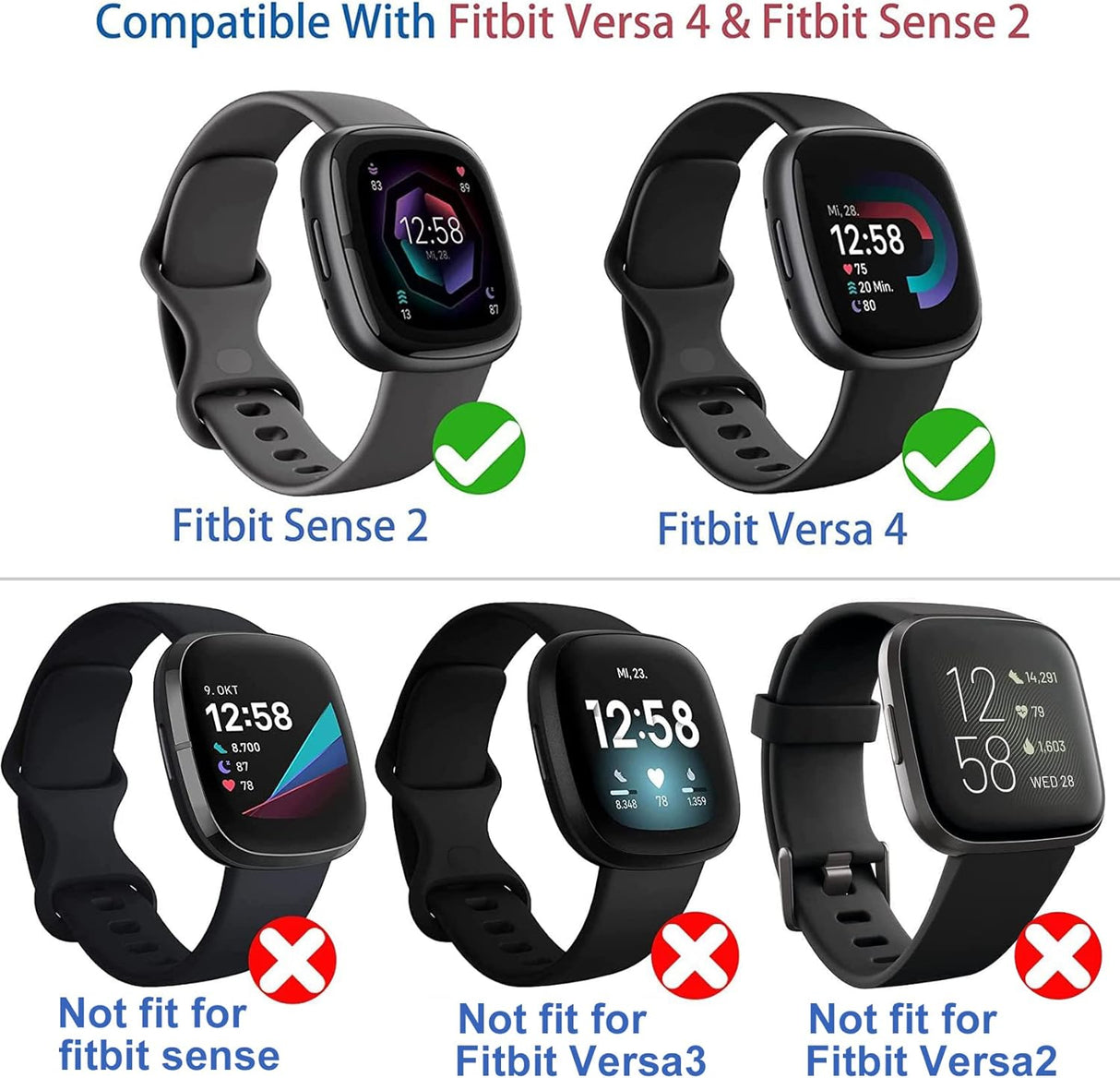 Diruite 4-Pack Case for Fitbit Versa 4/Sense 2 Screen Protector, HD Shockproof Soft TPU Full Protection Screen Protector Case for Fitbit V_qcx