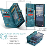 2-in-1 Detachable Wallet Case for  Samsung S25, Retro Leather Flip Case with Card Holder & Magnetic Zipper Black - Front View
