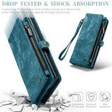2-in-1 Detachable Wallet Case for  Samsung S25, Retro Leather Flip Case with Card Holder & Magnetic Zipper Black