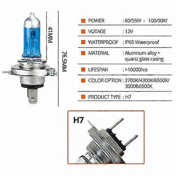 10x H7 100w 8500k Xenon White Halogen Bulbs Power Hid Bulbs 12v Car Lamps