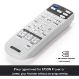 Epson Projector Remote Control Compatible with EB S02 S02H S11 S110 S11H S12 W01 W02 W12 X02 X11 X11H X12 X14 X15 420 425W 430 435W 470 475W 480 485 - Top-Down View