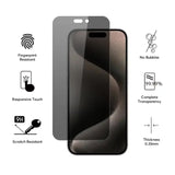 New 3-pack Compatible with iPhone 16 Pro Max Privacy Tempered Glass Screen Protector - Front View
