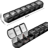 Medicine dispenser for 1 week with large compartments black - Front View