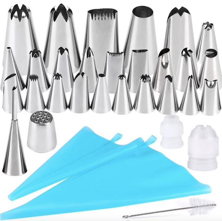 27pcs Liquor Tips, Bag & Connector Cake Decorating Tool Set, Turquoise