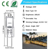 20-pack G4 halogen bulbs 20W 12V warm white