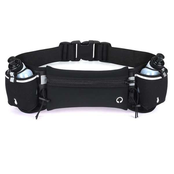 Running Belt with Water Bottles for Active People, Black