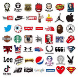 100pcs MultiColor Fashion Graffiti Stickers, Waterproof for Laptop Luggage Skate - Top-Down View