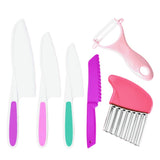 Plastic Children Cooking Cutter Set, Pink - Potato Peeler Knife for Fruits and Vegetables