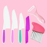 Plastic Children Cooking Cutter Set, Pink - Potato Peeler Knife for Fruits and Vegetables