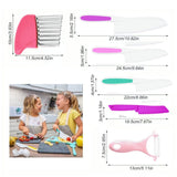 Plastic Children Cooking Cutter Set, Pink - Potato Peeler Knife for Fruits and Vegetables - Top-Down View