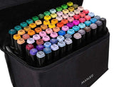 80-Pack Double-Sided MultiColor Marker Pens with Case