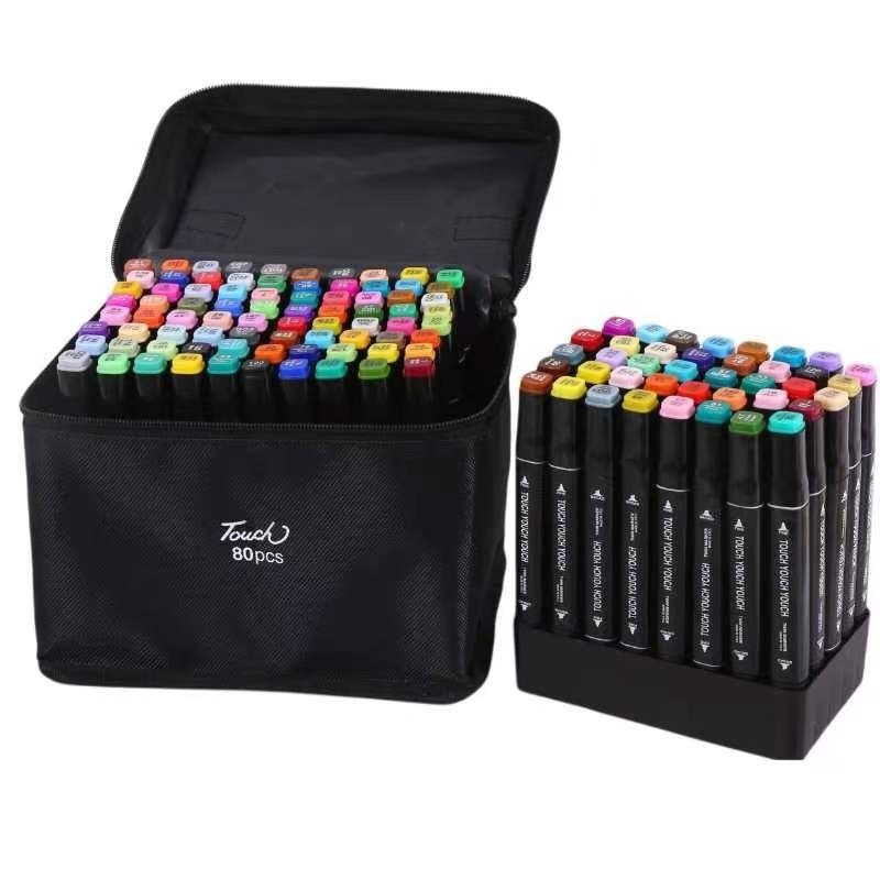 80-Pack Double-Sided MultiColor Marker Pens with Case