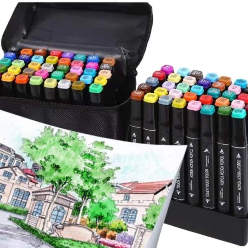 80-Pack Double-Sided MultiColor Marker Pens with Case