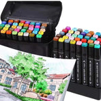 80-Pack Double-Sided MultiColor Marker Pens with Case