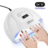 UV LED Nail Lamp 54W with 10s 30s 60s 99s Timer, White