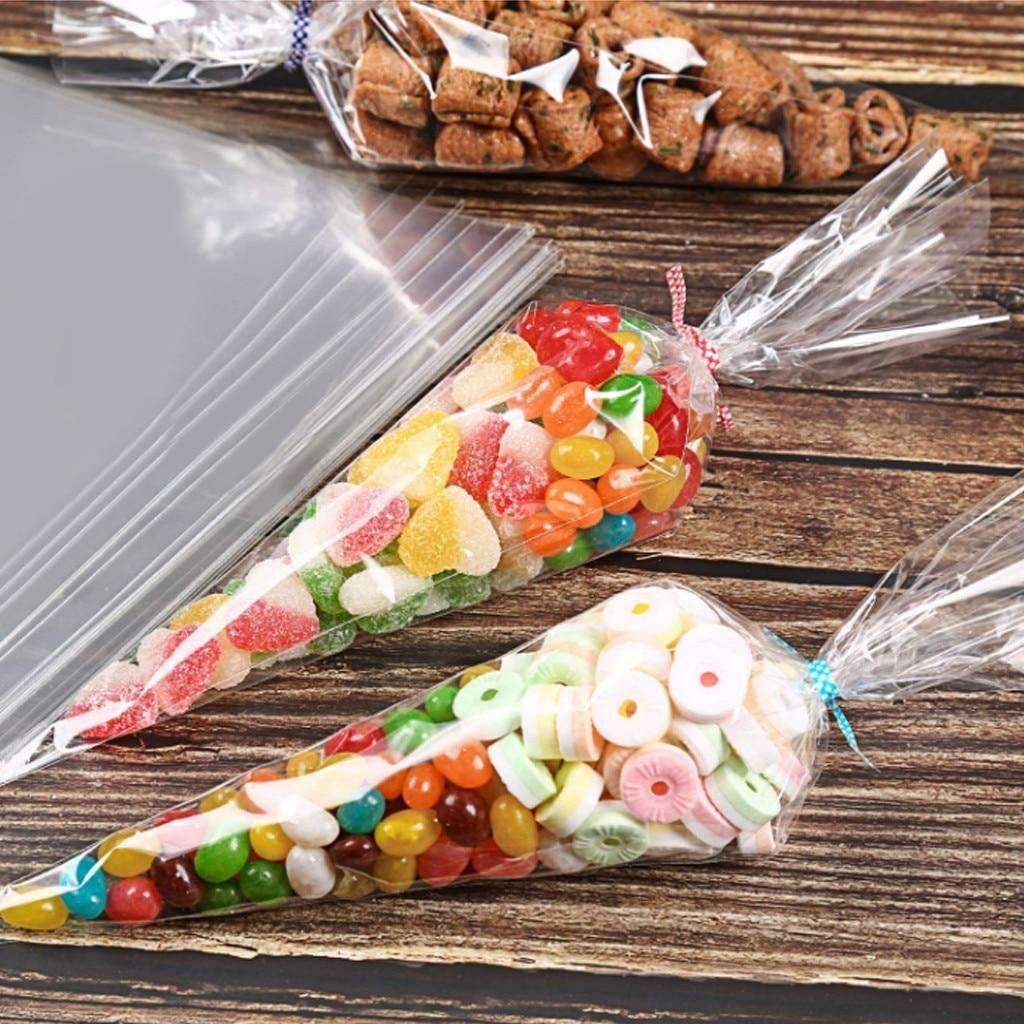 100-Pack Transparent Cellophane Cones and Bags
