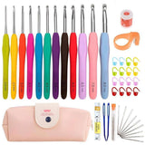 45-Piece Crochet Kit with Hooks, Markers, Tape Measure, MultiColor