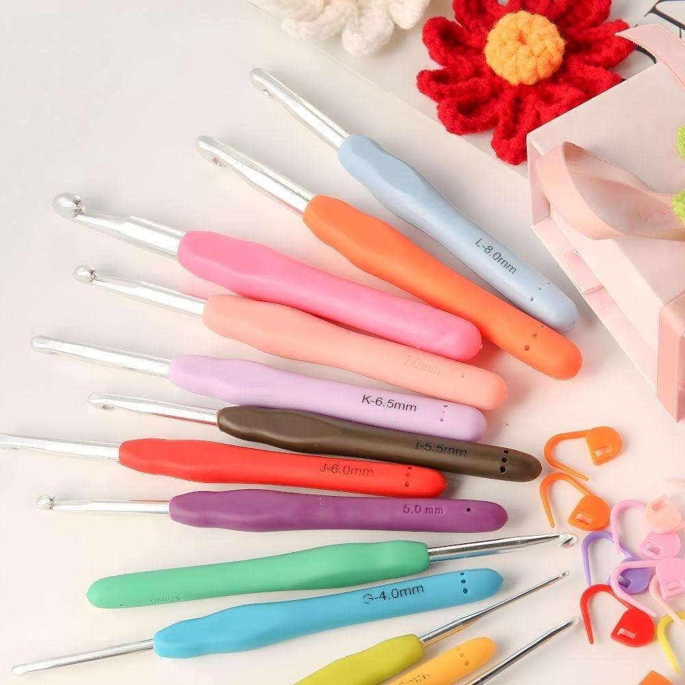 45-Piece Crochet Kit with Hooks, Markers, Tape Measure, MultiColor