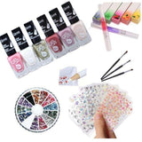 Nail kit with polish, rhinestones, and stickers, MultiColor decoration kit