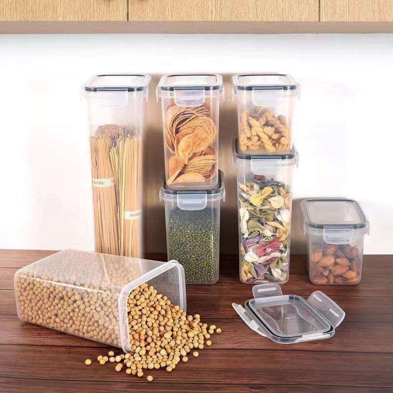 14-pack Transparent Food Storage Jars with Airtight Lids Kit