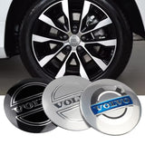 Volvo Center Caps 4-Pack, 64mm – Black, Silver, Blue Hub Emblem for Volvo Wheels