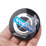 Volvo Center Caps 4-Pack, 64mm – Black, Silver, Blue Hub Emblem for Volvo Wheels