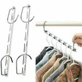 Silver Clothes Hanger Organizer with Connection Hook